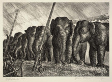 Репродукция картины "circus elephants" художника "кэрри джон стюарт"