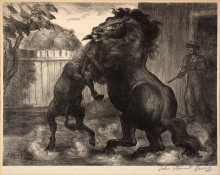 Копия картины "stallion and jack fighting" художника "кэрри джон стюарт"