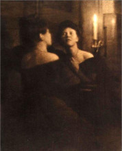 Репродукция картины "woman at a mirror" художника "кюн генрих"