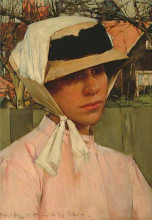 Репродукция картины "portrait of a young girl" художника "ла танге генри герберт"
