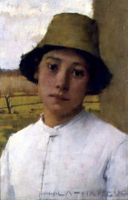 Копия картины "the young farmhand" художника "ла танге генри герберт"