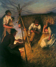 Копия картины "the harvesters&#39; supper" художника "ла танге генри герберт"