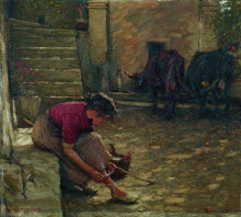 Картина "going out with the cows" художника "ла танге генри герберт"