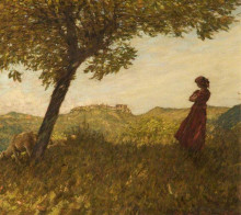 Копия картины "a ligurian shepherdess" художника "ла танге генри герберт"