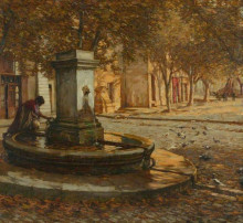 Репродукция картины "a proven&#231;al fountain" художника "ла танге генри герберт"