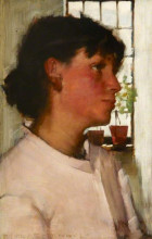 Копия картины "study of the bust of a young cornishwoman, with a window behind" художника "ла танге генри герберт"