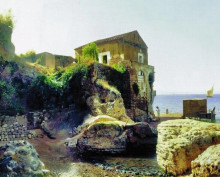 Копия картины "on the island of capri. fisher&#39;s house." художника "лагорио лев"
