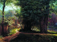 Картина "landscape with trees, houses and river" художника "лагорио лев"
