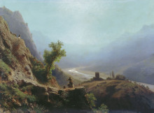 Картина "on the caucasus mountains" художника "лагорио лев"