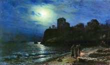 Картина "moonlit night by the sea" художника "лагорио лев"