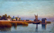 Картина "view of the town from the riverside" художника "лагорио лев"