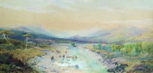 Репродукция картины "river in the foothills" художника "лагорио лев"