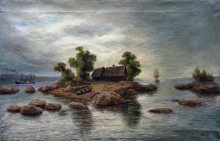 Копия картины "farmhouse on the island" художника "лагорио лев"