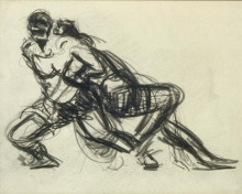 Репродукция картины "two wrestlers" художника "лакс джордж"