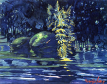 Репродукция картины "boulders on a riverbank" художника "лакс джордж"