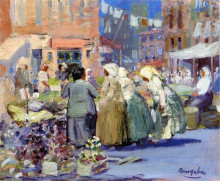 Репродукция картины "spring morning, houston and division streets, new york" художника "лакс джордж"