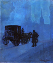 Репродукция картины "a foggy night" художника "лакс джордж"