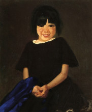 Репродукция картины "portrait of a girl in black" художника "лакс джордж"