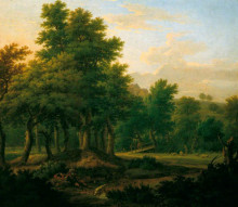 Копия картины "wooded landscape with gypsies, evening" художника "ламберт джордж"
