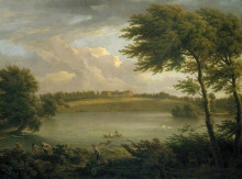 Копия картины "view of copped hall in essex, from across the lake" художника "ламберт джордж"