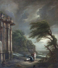 Картина "stormy seashore with ruined temple, shipwreck, and figures" художника "ламберт джордж"