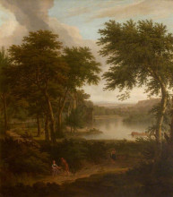 Картина "a river landscape flanked by trees" художника "ламберт джордж"
