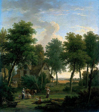 Репродукция картины "pastoral scene with a peasant family" художника "ламберт джордж"