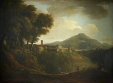 Репродукция картины "italianate landscape with a distant town and a mountain" художника "ламберт джордж"