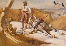 Копия картины "burke and wills on the way to mount hopeless" художника "ламберт джордж вашингтон"