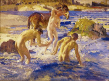 Копия картины "anzacs bathing in the sea" художника "ламберт джордж вашингтон"
