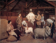 Репродукция картины "weighing the fleece" художника "ламберт джордж вашингтон"