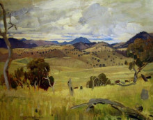 Репродукция картины "michelago landscape" художника "ламберт джордж вашингтон"