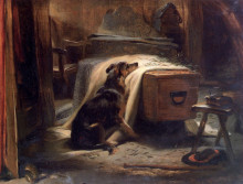 Репродукция картины "the old shepherd&#39;s chief mourner" художника "ландсир эдвин генри"