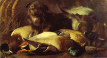 Репродукция картины "decoyman&#39;s dog and duck" художника "ландсир эдвин генри"