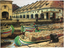 Репродукция картины "никольский рынок в петербурге" художника "лансере евгений евгеньевич"