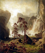 Репродукция картины "mountains and a waterfall" художника "ларсон маркус"