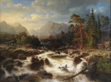 Копия картины "dramatiskt forslandskap med figurer och kvarnbyggnader" художника "ларсон маркус"