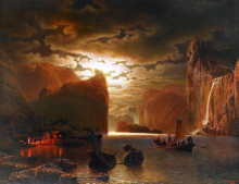 Копия картины "fishing near the fjord by moonlight" художника "ларсон маркус"