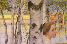 Картина "lisbeth at the birch grove" художника "ларссон карл"