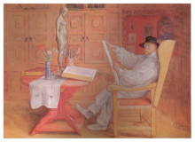 Копия картины "self portrait in the studio" художника "ларссон карл"