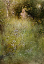 Картина "a fairy or kersti and a view of a meadow" художника "ларссон карл"