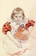 Картина "a young girl with a doll" художника "ларссон карл"