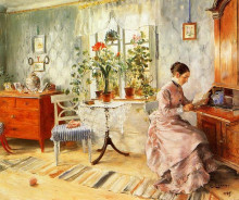 Копия картины "an interior with a woman reading" художника "ларссон карл"