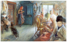 Репродукция картины "peasant interior in winter" художника "ларссон карл"