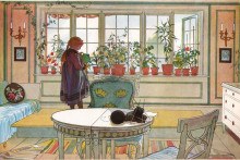 Картина "flowers on the windowsill" художника "ларссон карл"