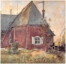Репродукция картины "old sundborn church" художника "ларссон карл"