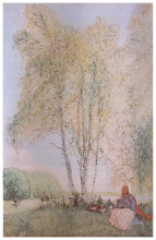 Копия картины "under the birches" художника "ларссон карл"