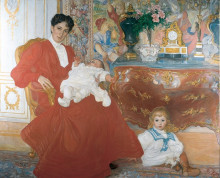 Репродукция картины "mrs dora lamm and her two eldest sons" художника "ларссон карл"