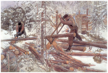 Копия картины "woodcutters in the forest" художника "ларссон карл"