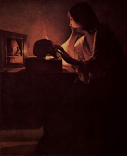 Репродукция картины "repenting magdalene, also called&#160;magdalene before mirror or magadalene fabius." художника "латур жорж де"